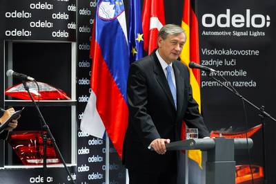 President of the Republic Dr Danilo Türk opens new production and logistics premises of Odelo Slovenija, development, production and marketing of automotive parts company (photo: Stanko Gruden/STA)