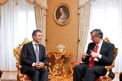 President of the Republic of Slovenia, Dr Danilo Türk, receives the Secretary General of NATO, Anders Fogh Rasmussen (photo: Stanko Gruden/STA)