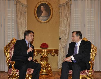 Slovenian President Dr Danilo Türk  receives the Chairman of the Presidency of Bosnia and Herzegovina, Željko Komšić (FA BOBO)