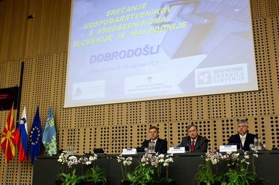 President of the Republic of Slovenia Dr Danilo Türk and President of the Republic of Macedonia Dr Gjorge Ivanov attend the Slovenian-Macedonian business conference (photo: Stanko Gruden/STA)