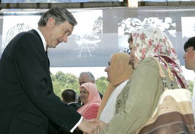 Slovenian President Dr Danilo Türk attends the ceremony of mourning to commemorate the 15th anniversary of the Srebrenica genocide (photo: Tina Kosec/STA)