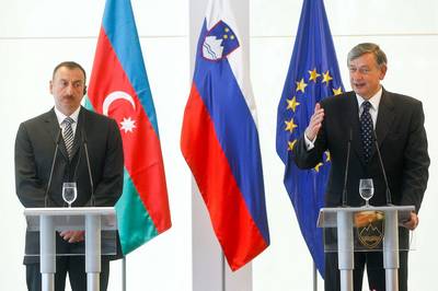 The President of the Republic of Slovenia, Dr Danilo Türk, receives the President of the Republic of Azerbaijan, Dr Ilham Aliyev (photo: Nebojša Tejić/STA)