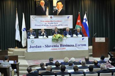 The President of the Republic of Slovenia, Dr Danilo Türk, attended a Jordanian-Slovenian business forum held in Jordan, where he addressed businessmen from the two countries (FA BOBO)