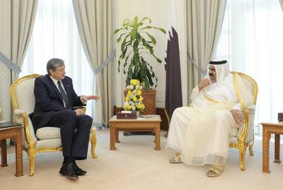 President Dr Danilo Türk meets the Emir of Qatar, Sheikh Hamad bin Khalifa Al-Thani (FA BOBO)