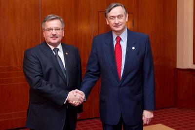 Bilateral meeting of the President of the Republic of Slovenia with the President of the Republic of Poland, Mr Bronisław Komorowski (photo: Stanko Gruden/STA)