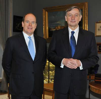 The President of the Republic of Slovenia, Dr Danilo Türk, is received by HSH Prince Albert II of Monaco (photo: Gaëtan Luci/Palais Princier)