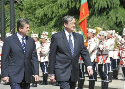 The President of the Republic of Bulgaria, Georgi Parvanov, receives the President of the Republic of Slovenia, Dr Danilo Türk (FA BOBO)