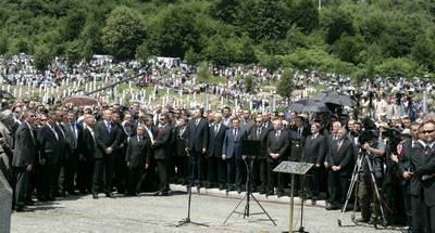 Slovenian President Dr Danilo Türk attends the ceremony of mourning to commemorate the 15th anniversary of the Srebrenica genocide (photo: Tina Kosec/STA)