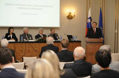 The President of the Republic, Dr. Danilo Türk attended the scientific conference dedicated to the 35th anniversary of the Treaty of Osimo (photo: Nebojša Tejić/STA)