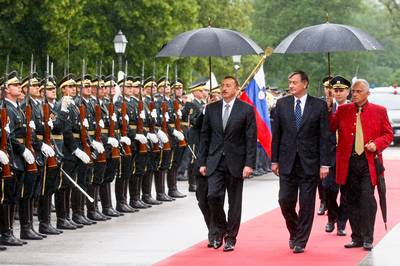 The President of the Republic of Slovenia, Dr Danilo Türk, receives the President of the Republic of Azerbaijan, Dr Ilham Aliyev (photo: Stanko Gruden/STA)