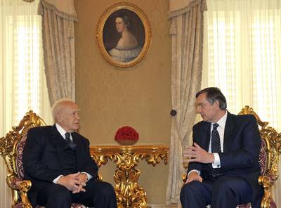 The President of Slovenia, Dr Danilo Türk, receives the President of the Hellenic Republic, Dr Karolos Papoulias (FA BOBO)