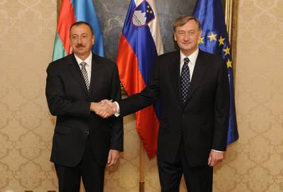 The President of the Republic of Slovenia, Dr Danilo Türk, receives the President of the Republic of Azerbaijan, Dr Ilham Aliyev (photo: Nebojša Tejić/STA)