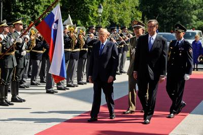 President of the Republic of Slovenia, Dr Danilo Türk, receives the President of the Italian Republic, Giorgio Napolitano (photo: Nebojša Tejić/STA)