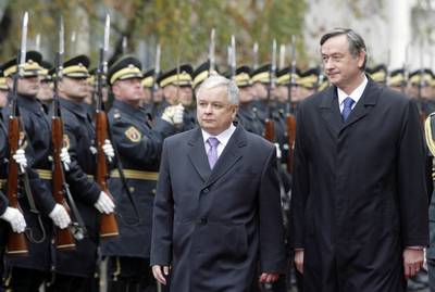 President Danilo Türk meets the President of the Republic of Poland, Lech Kaczyński (FA BOBO)