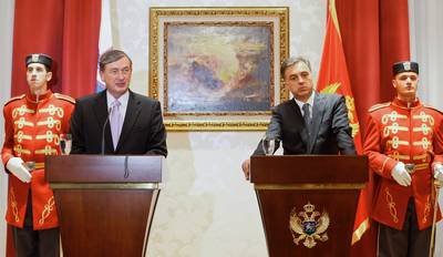 Montenegrin President Filip Vujanović receives Slovenian President Dr Danilo Türk (photo: Stanko Gruden/STA)