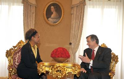 The President of the Republic of Slovenia, Dr Danilo Türk, receives the Governor General of Canada, Her Excellency the Right Honourable Michaëlle Jean (FA BOBO)