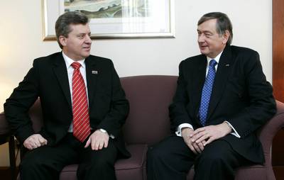 The President of the Republic of Slovenia, Dr Danilo Türk, meets the President of the Republic of Macedonia, Dr Gjorge Ivanov (photo: Tina Kosec/STA)