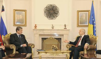 President Dr Danilo Türk meets the President of the Republic of Kosovo, Dr Fatmir Sejdiu (FA BOBO)