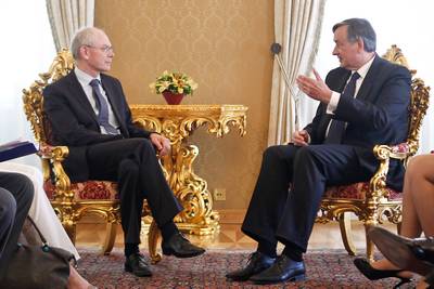 The President of the Republic of Slovenia, Danilo Türk, receives the President of the European Council, Herman Van Rompuy (photo: Stanko Gruden/STA)