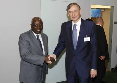 The President of the Republic of Slovenia Dr. Danilo Türk met with Director-General of Food and Agriculture Organization of the United Nations (FAO) Dr. Jacques Diouf (photo: Stanko Gruden/STA)