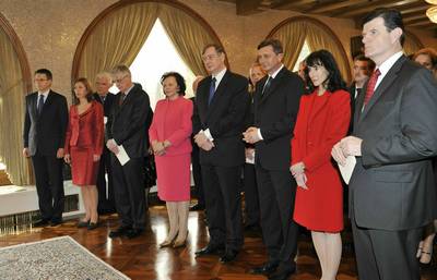 The President of the Republic of Slovenia, Dr Danilo Türk, and his wife, Barbara Miklič Türk, together with the Prime Minister of the Republic of Slovenia, Mr Borut Pahor, and Ms Tanja Pečar, hosted a reception for the diplomatic corps to mark the beginning of a new year (FA BOBO)