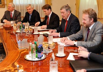 Slovenian President Danilo Türk receives the Chairman of the Presidency of Bosnia and Herzegovina, Nebojša Radmanović, and members of the Presidency of Bosnia and Herzegovina, Željko Komšić and Bakir Izetbegović (photo: Nebojša Tejić/STA)
