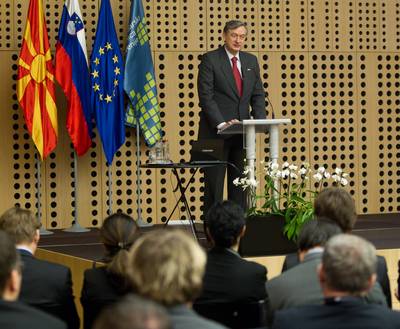President of the Republic of Slovenia Dr Danilo Türk and President of the Republic of Macedonia Dr Gjorge Ivanov attend the Slovenian-Macedonian business conference (photo: Stanko Gruden/STA)