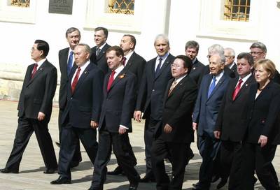 The President of the Republic of Slovenia, Dr Danilo Türk, attends the ceremony marking the 65th anniversary of victory in World War II (photo: Tina Kosec/STA)