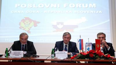 President Vujanović and President Türk attend the opening ceremony of the Montenegrin-Slovenian Business Forum (photo: Stanko Gruden/STA)