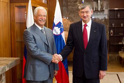The President of the Republic of Slovenia, Dr Danilo Türk, receives the Speaker of the State Duma of the Federal Assembly of the Russian Federation, Boris Gryzlov (photo: Stanko Gruden/STA)