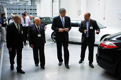 President of the Republic Dr Danilo Türk opens new production and logistics premises of Odelo Slovenija, development, production and marketing of automotive parts company (photo: Stanko Gruden/STA)