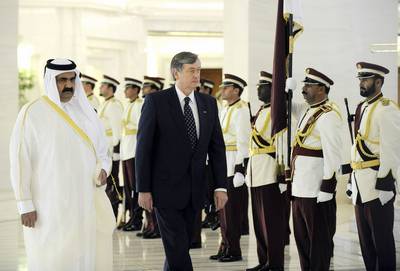 President Dr Danilo Türk meets the Emir of Qatar, Sheikh Hamad bin Khalifa Al-Thani (FA BOBO)