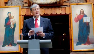 The President of the Republic of Slovenia, Dr Danilo Türk, attends a memorial ceremony at the Russian Chapel at Vršič (photo: Stanko Gruden/STA)