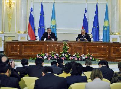The President of the Republic of Slovenia, Dr Danilo Türk is received by the President of the Republic of Kazakhstan, Nursultan Nazarbayev (FA BOBO)