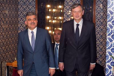 The President of the Republic of Slovenia, Dr Danilo Türk, meets the President of the Republic of Turkey, Abdullah Gül (photo: Stanko Gruden/STA)