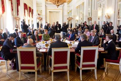 Slovenian President, Danilo Türk, participated at plenary sessions of the informal meeting of the Arraiolos Group (photo: Stanko Gruden/STA)