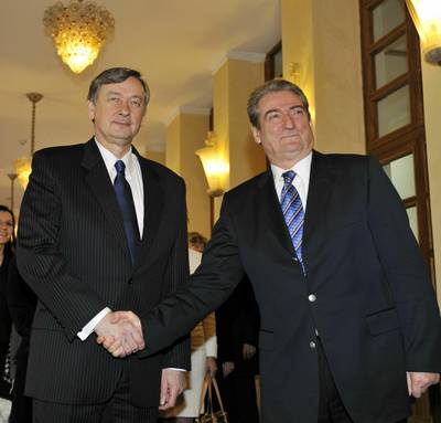 President Türk meets the Prime Minister of the Republic of Albania, Dr Sali Berisha (FA BOBO)