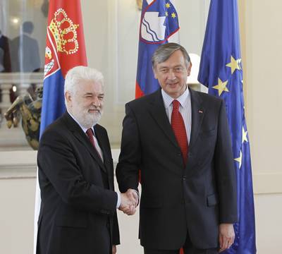 The President of the Republic of Slovenia, Dr Danilo Türk, receives the Prime Minister of the Republic of Serbia, Dr Mirko Cvetković (photo: Stanko Gruden/STA)