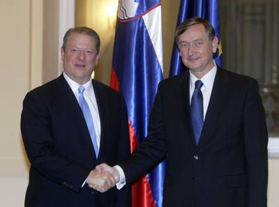 The President of the Republic of Slovenia, Dr Danilo Türk, receives the former Vice President of the United States of America and Nobel Prize laureate, Al Gore (FA BOBO)