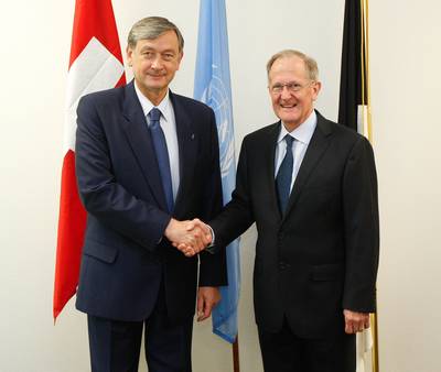 The President of the Republic of Slovenia Dr. Danilo Türk meets the President of the Sixty-fifth Session of the General Assembly of the United Nations, Dr. Joseph Deiss (photo: Stanko Gruden/STA)