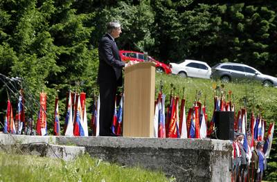 President of the Republic of Slovenia, Dr Danilo Türk, attends a commemoration marking the 67th anniversary of the liberation of Nazi concentration camps (photo: Tina Kosec/STA)