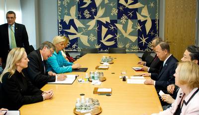 The President of the Republic of Slovenia Dr. Danilo Türk meets the Secretary-General of the United Nations Ban Ki-moon (photo: Stanko Gruden/STA)