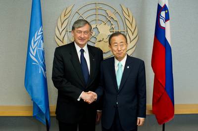 The President of the Republic of Slovenia Dr. Danilo Türk meets the Secretary-General of the United Nations Ban Ki-moon (photo: Stanko Gruden/STA)