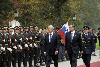 The President of Slovenia, Dr Danilo Türk, receives the President of Serbia, Boris Tadić (FA BOBO) 
