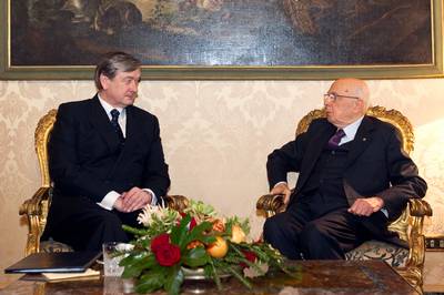 President of the Italian Republic Giorgio Napolitano receives Slovenian President Dr Danilo Türk (photo: Stanko Gruden/STA)
