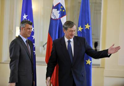 The President of the Republic of Slovenia, Dr Danilo Türk, receives the Prime Minister of the Republic of Kosovo, Hashim Thaçi (FA BOBO)