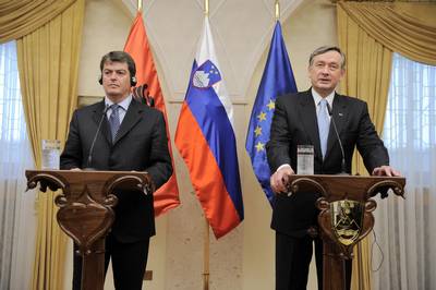 Slovenian President Dr Danilo Türk receives the President of the Republic of Albania, Dr Bamir Topi (FA BOBO)