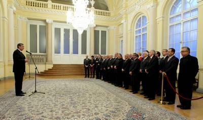 The President of the Republic of Slovenia, Dr Danilo Türk hosts the reception for representatives of Slovenian minorities from Italy, Austria, Croatia and Hungary to mark the Slovenian Cultural Holiday (photo: Daniel Novakovič/STA)