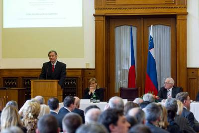 The President of the Czech Republic, Václav Klaus, and the President of the Republic of Slovenia, Dr Danilo Türk, attend the Slovenian-Czech business conference (photo: Stanko Gruden/STA)