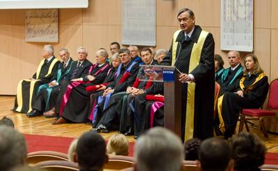 President of the Republic of Slovenia Dr Danilo Türk is awarded an Honorary Doctorate by the University of Szeged (photo: Stanko Gruden/STA)